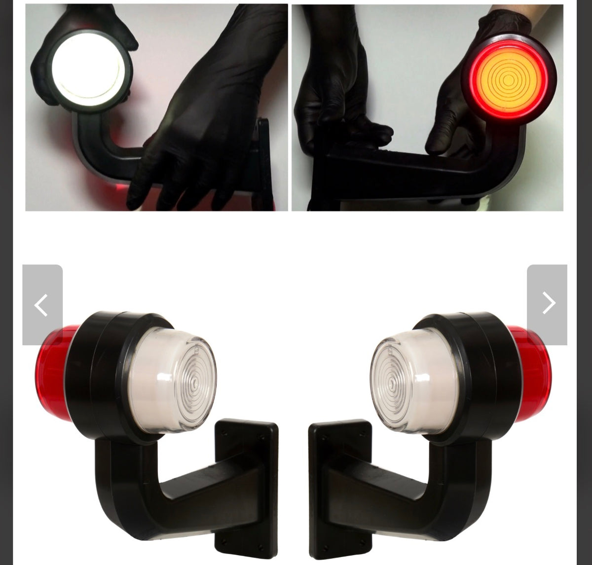 Set of 2 LED Marker Horns – White/Red – 12V/24V – Waterproof