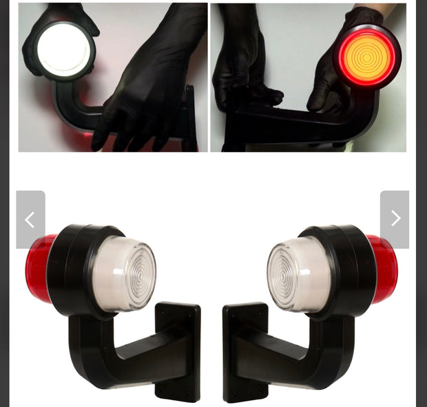 Set of 2 LED Marker Horns – White/Red – 12V/24V – Waterproof