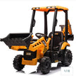 JCB 12 V Licensed Electric Ride-On Tractor with Loader & Backhoe – Yellow Construction Edition (by Onyx Kids)