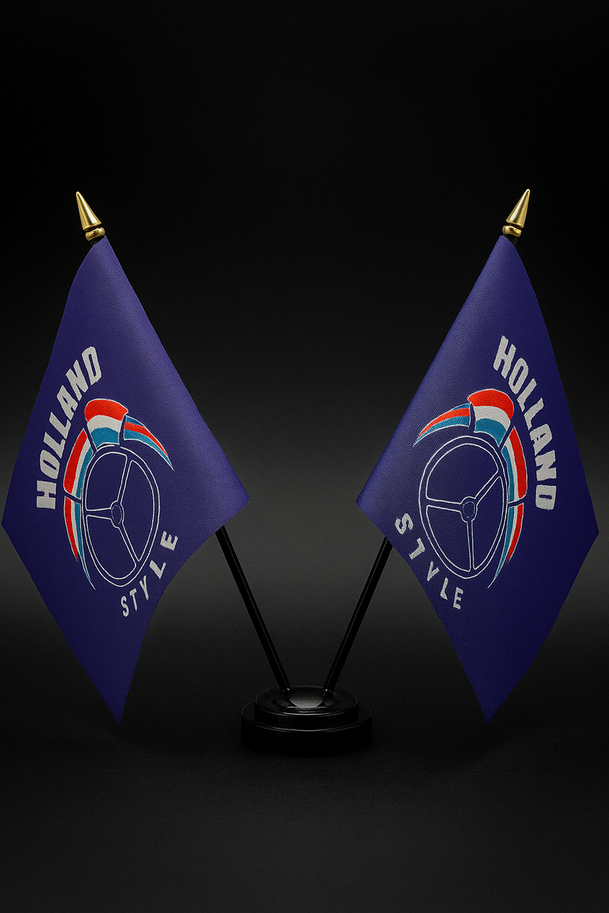 Holland Style Twin Table Flag – With Poles & Holder (28cm)