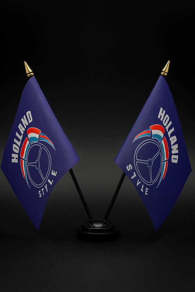 Holland Style Twin Table Flag – With Poles & Holder (28cm)