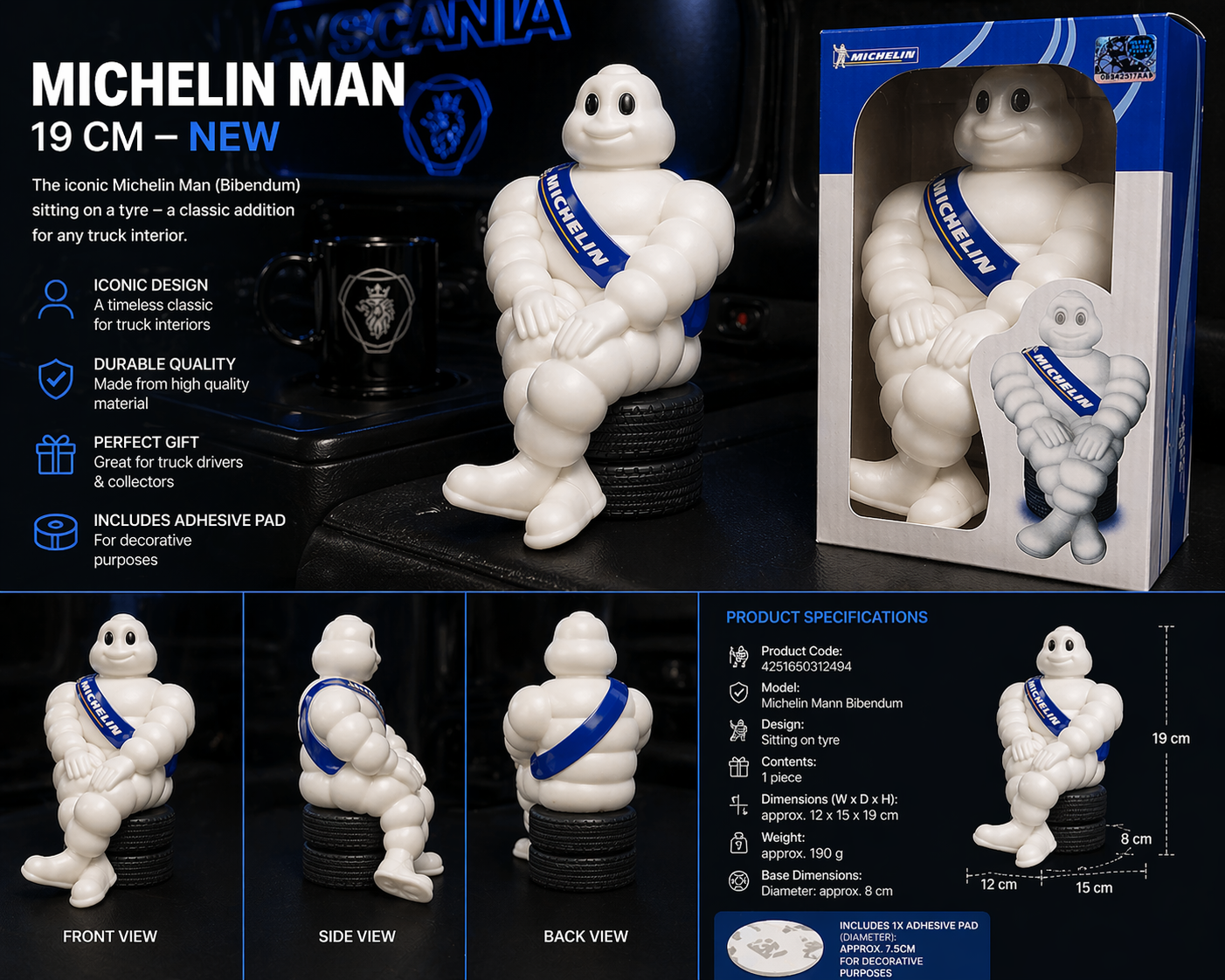 Michelin Man Sitting Figure – 19cm Decorative Interior Display