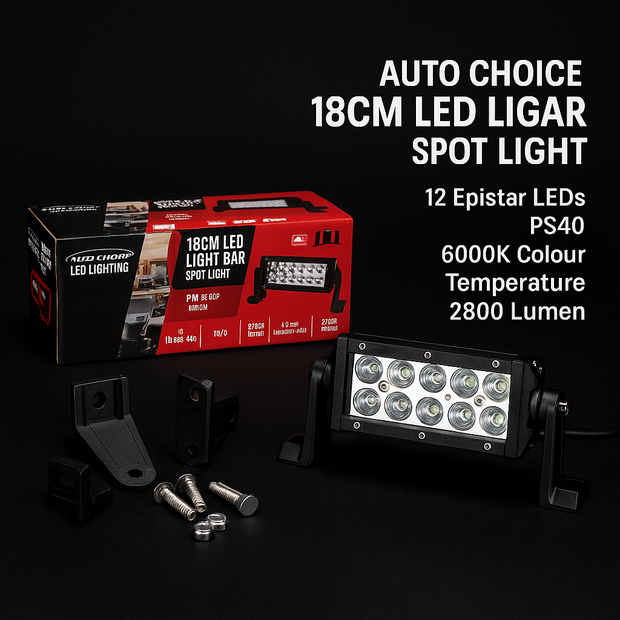 Auto Choice 18cm LED Light Bar | Compact Spot Beam | 2,880 Lumens