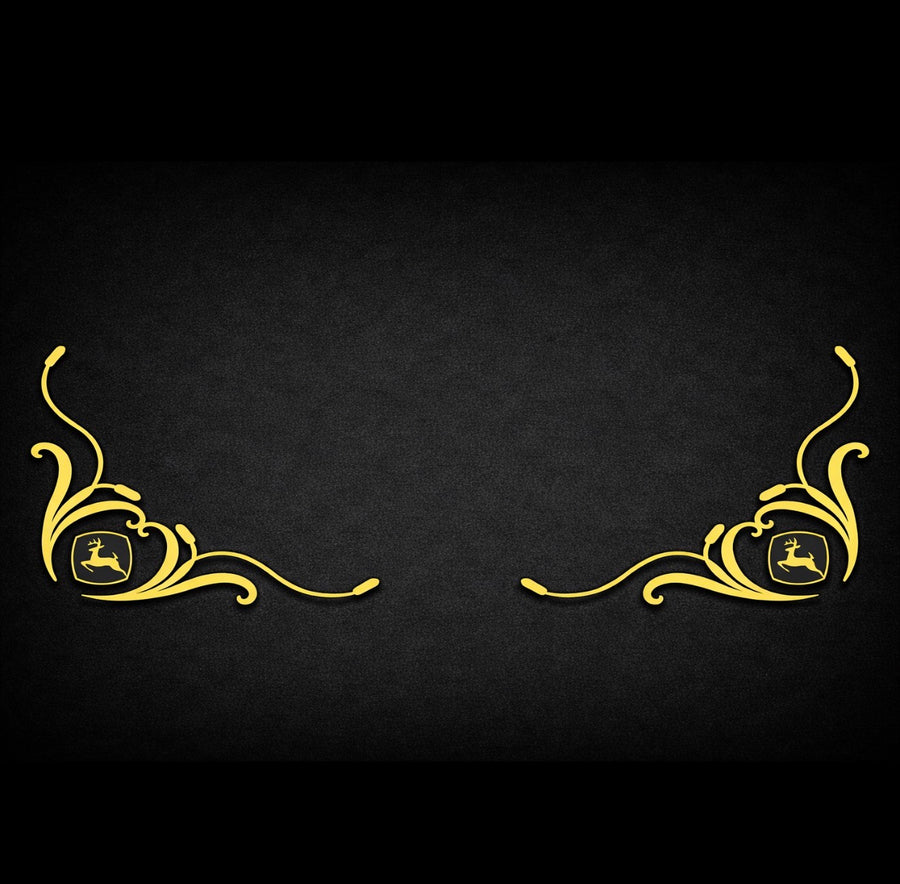 John Deere Black & Yellow New Style SIDE WINDOW SWIRLS - PAIR Yellow & Black - NEW STYLE