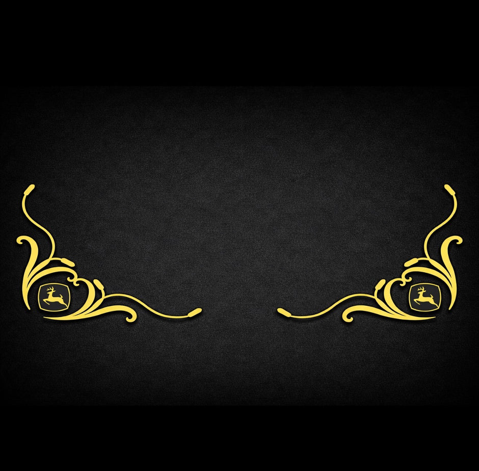 John Deere Black & Yellow New Style SIDE WINDOW SWIRLS - PAIR Yellow & Black - NEW STYLE