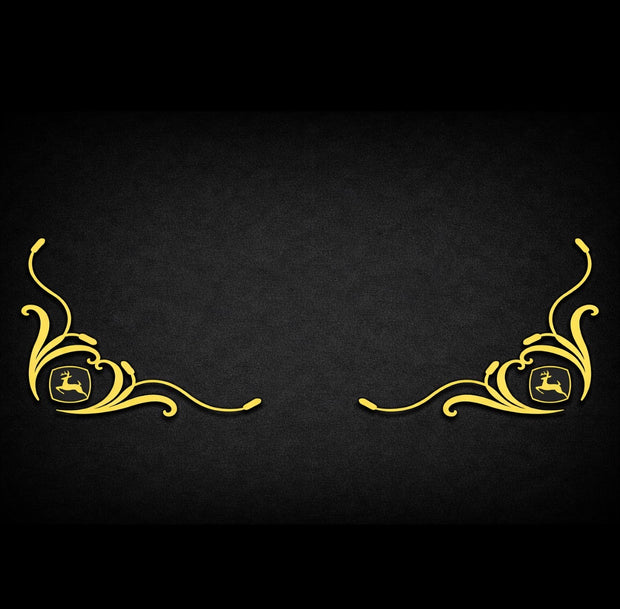 John Deere Black & Yellow New Style SIDE WINDOW SWIRLS - PAIR Yellow & Black - NEW STYLE