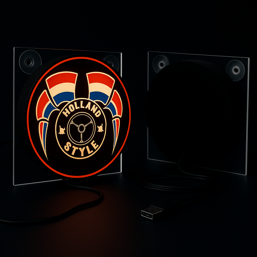 LightBox Deluxe Holland Style Flags – 17x17cm LED Truck Sign with USB Plug