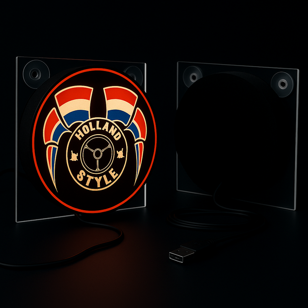 LightBox Deluxe Holland Style Flags – 17x17cm LED Truck Sign with USB Plug