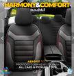 Premium Universal Seat Covers – Full Set Front & Rear – 7-Layer Comfort – Airbag Compatible black with red stitch