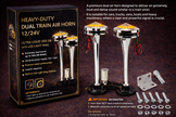 Premium Dual LED Air Horn 12V/24V Chrome Train Style – Ultra Loud 300dB