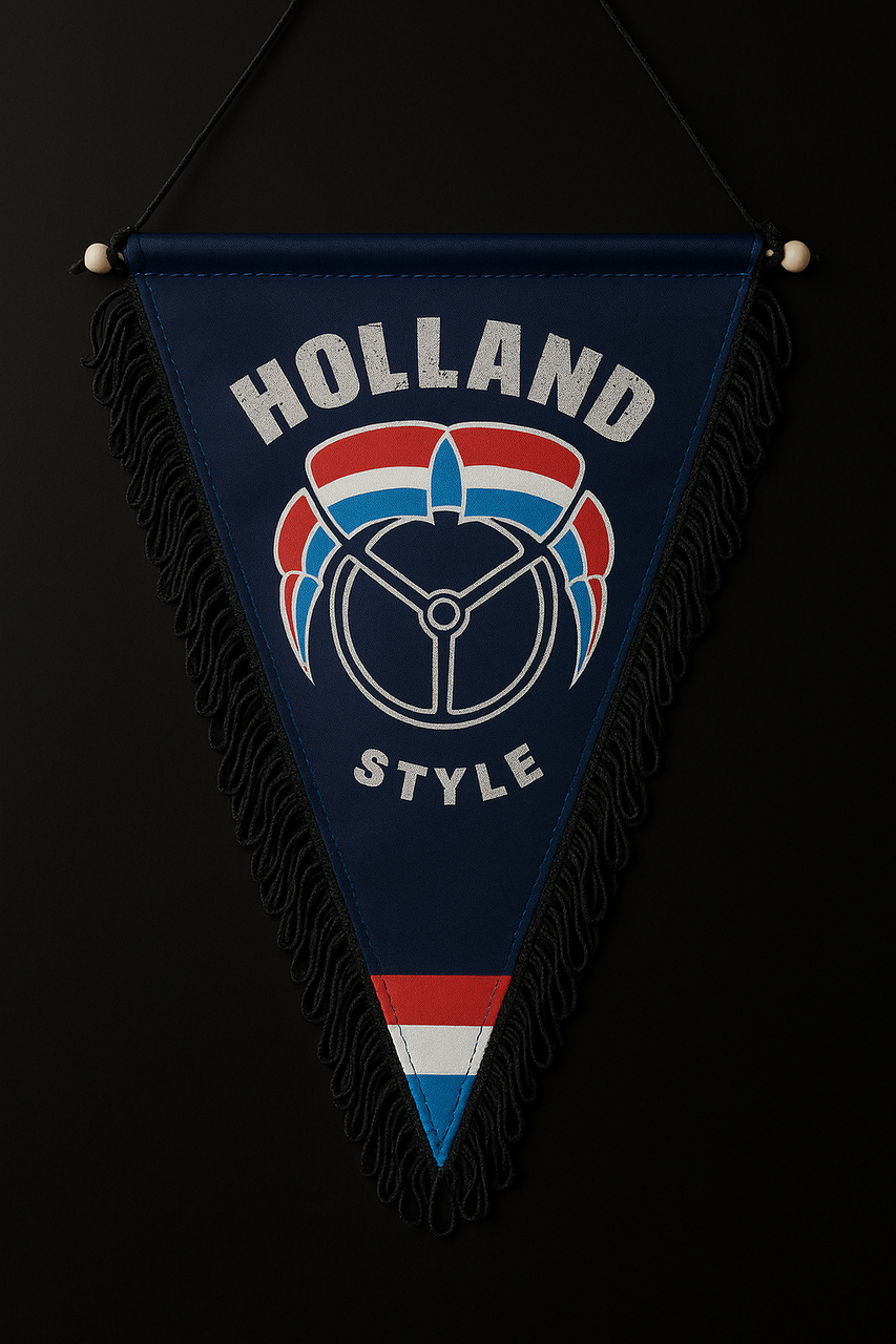 Holland Style Pennant – Dutch Truck Banner 23x29cm with Black Fringes