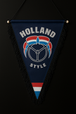 Holland Style Pennant – Dutch Truck Banner 23x29cm with Black Fringes