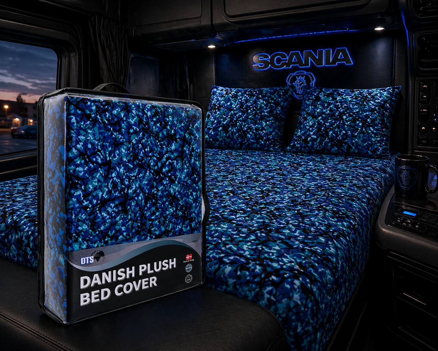 Danish Plush Design Blue Bed Cover (Single) – 140 x 200cm with Pillowcase