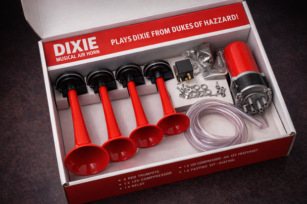 Dixie Musical Air Horn Kit 12V – 5 Trumpet Dukes Style Train Horn with Compressor