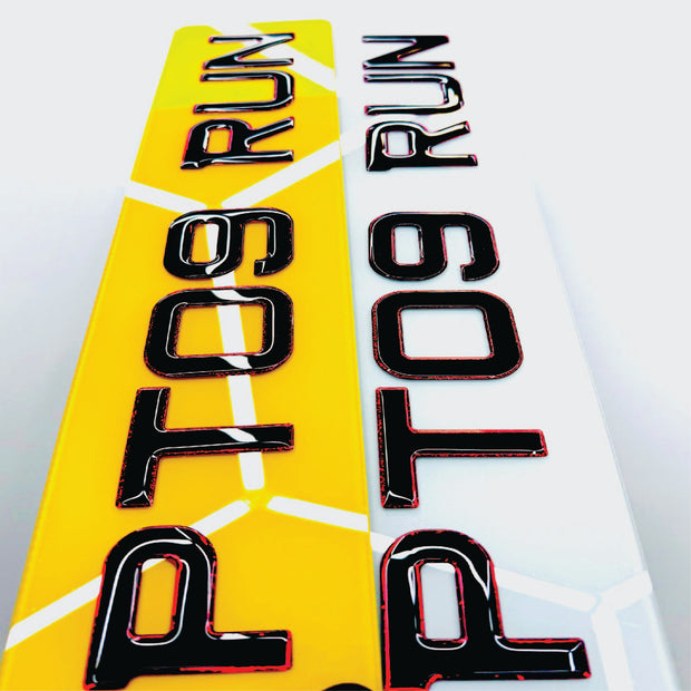 3D GEL METRO STYLE NUMBER PLATES UK RED OUTLINE