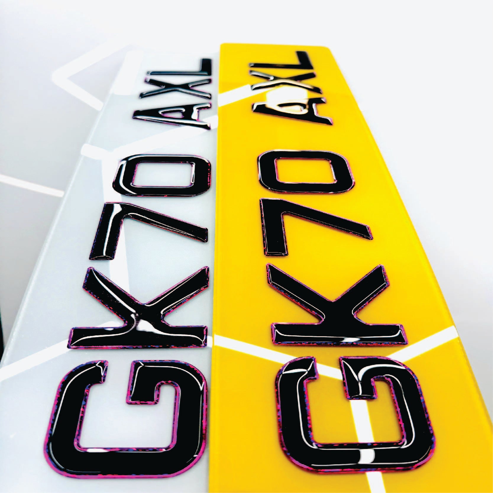 3D GEL METRO STYLE NUMBER PLATES UK PINK OUTLINE