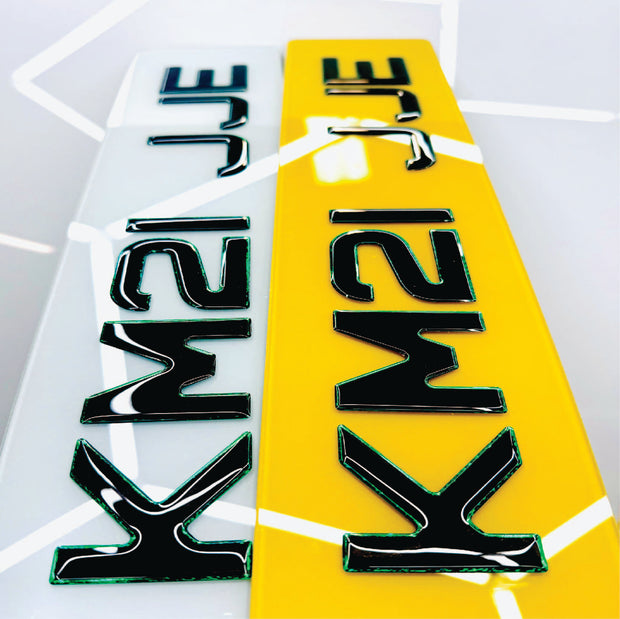 3D GEL METRO STYLE NUMBER PLATES UK GREEN OUTLINE