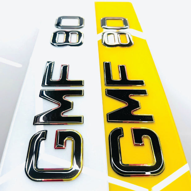 3D GEL METRO STYLE NUMBER PLATES UK GERMAN OUTLINE