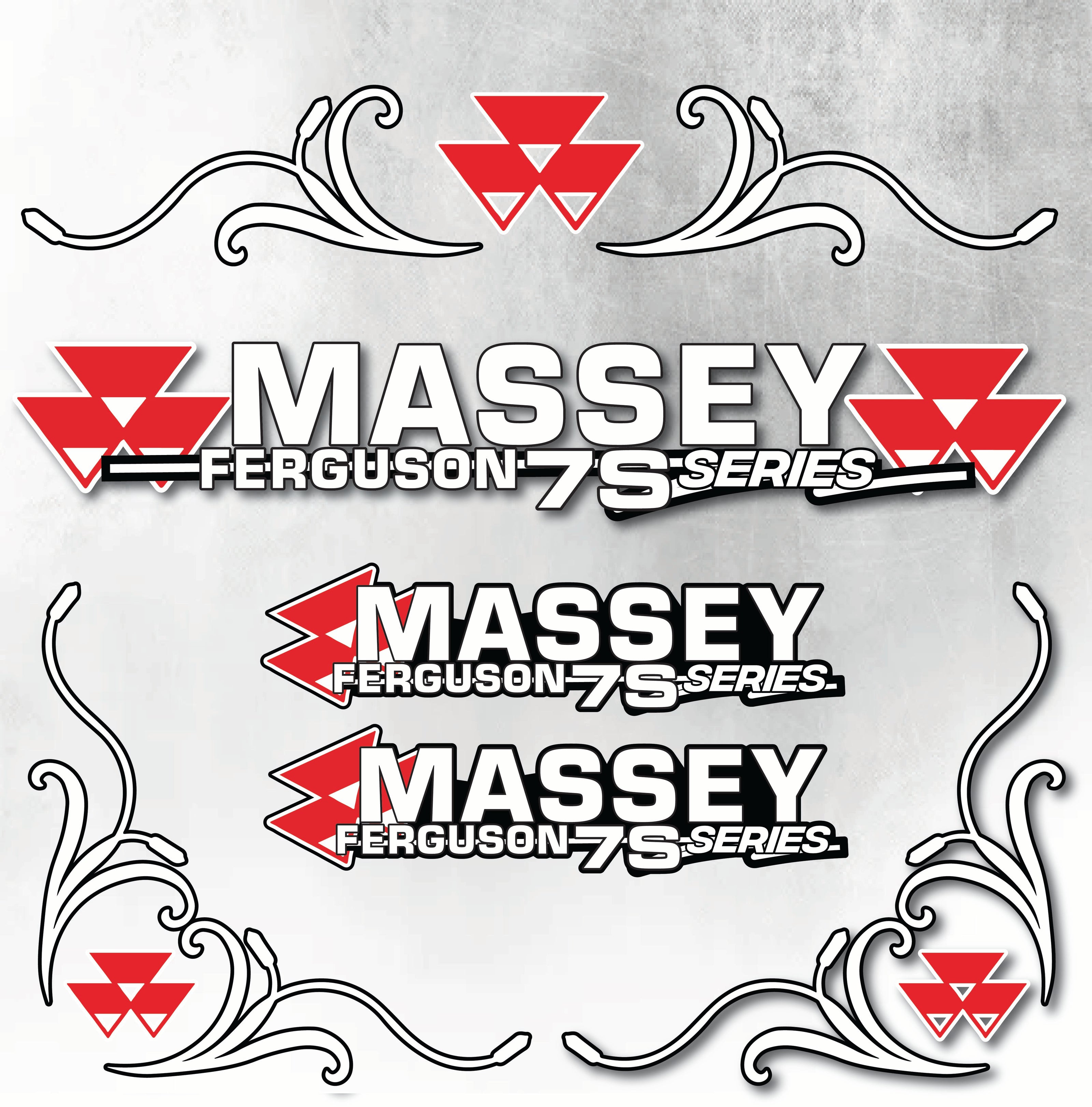 Massey Ferguson 7S Silver & Black New Style Decal