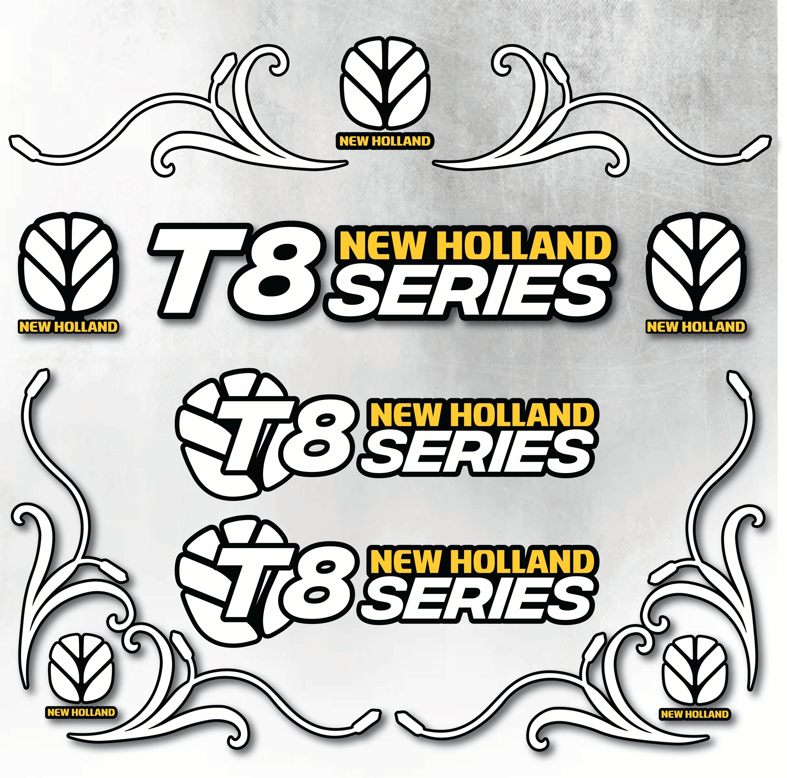 New Holland T8 Series White & Black New Style Decal