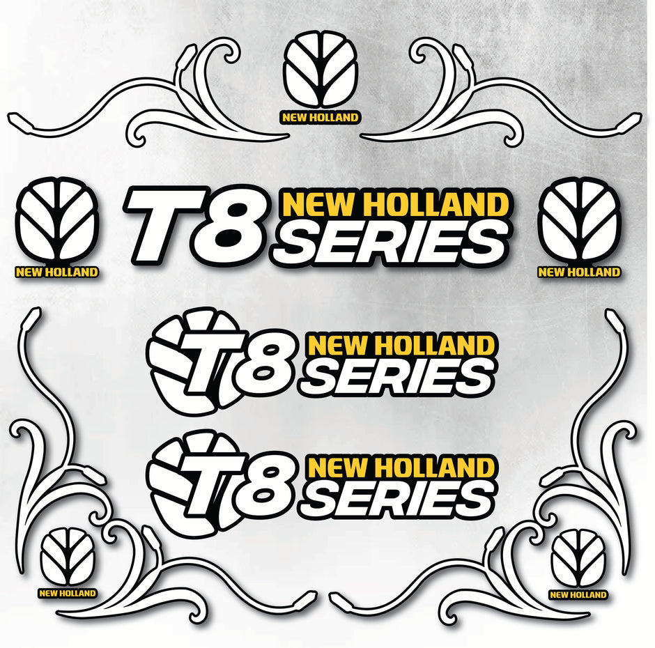 New Holland T8 Series White & Black New Style Decal