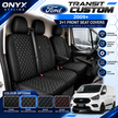 Ford Transit Custom (2012+) Luxury Quilted Eco-Leather Seat Covers – 2+1 Front Seats | 8-Piece Set