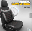 Premium Universal Seat Covers – Full Set Front & Rear – 7-Layer Comfort – Airbag Compatible black with red stitch