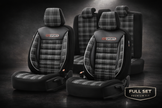 Premium Universal Car Seat Covers Full Set Black & White Seam – GTI Style, 7-Layer Comfort, Airbag Compatible, Cars & SUVs