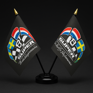 Super V8 Twin Table Flag – With Poles & Holder (28cm)