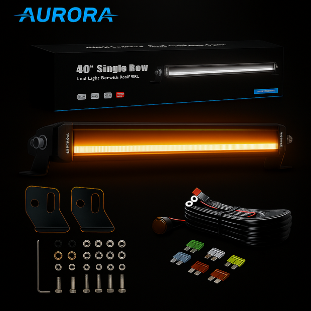 40” Single Row LED Light Bar – White & Amber DRL | 360W Truck / HGV Dual DRL Combo Bar