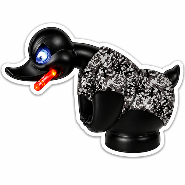 Angry Duck Grey Full Colour Sticker – 10cm