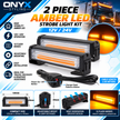 12V/24V Amber LED Emergency Strobe Lights – 2 Piece Kit with Controller | 12 Flash Modes