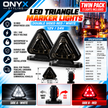 LED Triangle Marker Lights – Red & White Double-Sided Smoked Lens | 12V–24V | Twin Pack