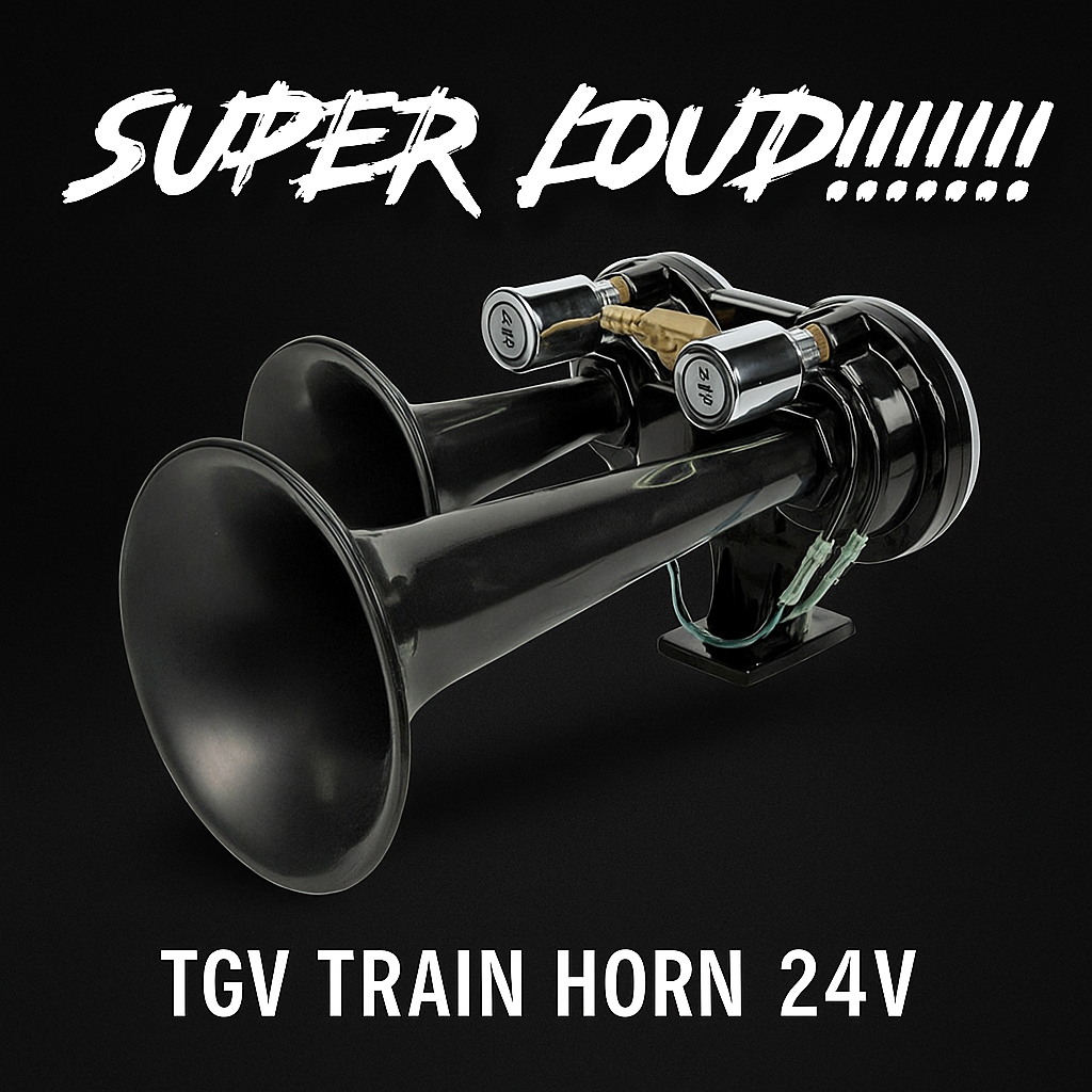 The Road King TGV Train Horn 12v & 24V Duel Voltage– 170dB Super Loud Dual Air Horn