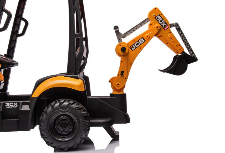 JCB 12 V Licensed Electric Ride-On Tractor with Loader & Backhoe – Yellow Construction Edition (by Onyx Kids)