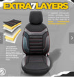 Premium Universal Seat Covers – Full Set Front & Rear – 7-Layer Comfort – Airbag Compatible black with red stitch