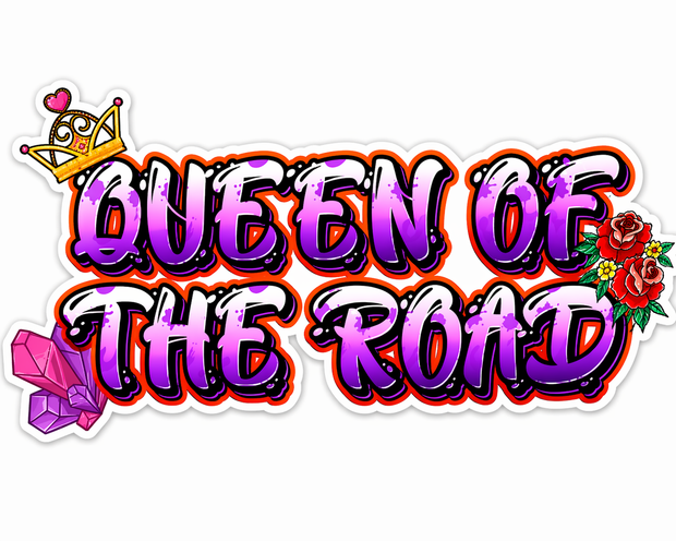 Queen of the Road Full Colour Sticker – 12.5cm