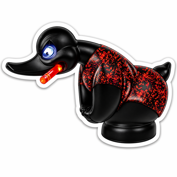 Angry Duck Red Full Colour Sticker – 10cm
