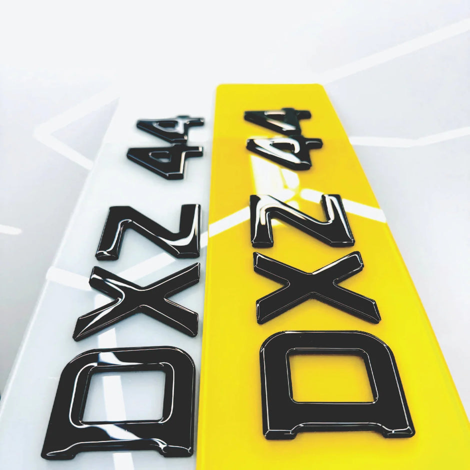 4D 60mm BLACK ACRYLIC WITH GEL TOPS METRO NUMBER PLATES
