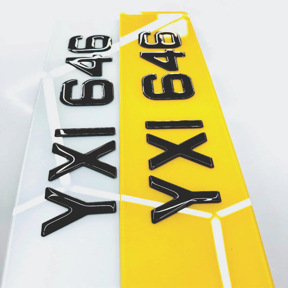 3D GEL 60mm METRO GLOSS BLACK NUMBER PLATES