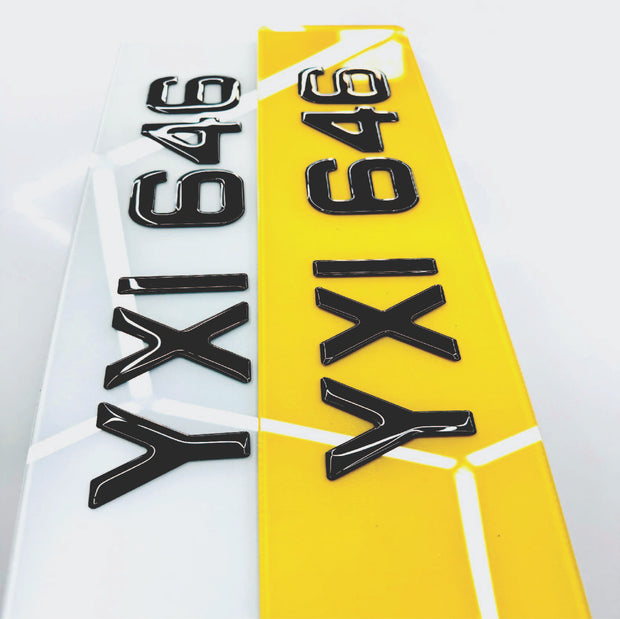 3D GEL 60mm METRO STYLE NUMBER PLATES UK GLOSS BLACK