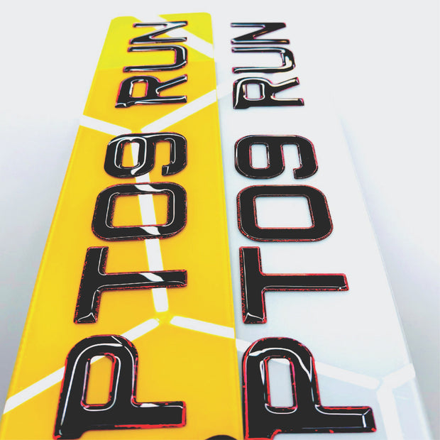 3D GEL METRO STYLE NUMBER PLATES UK RED OUTLINE
