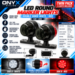 Smoked Double-Sided Round LED Marker Lights – White/Red – 12V/24V (Twin Pack)
