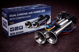 Dual Chrome Thromba Air Horn with Built-In Compressor 12V – 125dB Compact Twin Horn Kit