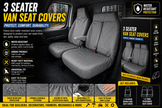 3 Seater Van Seat Covers – Grey Waterproof Heavy Duty Protectors (Universal Fit)