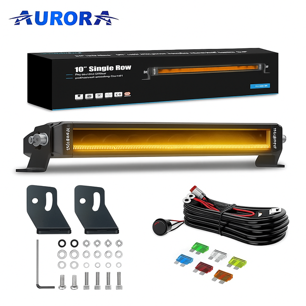 10” Single Row LED Light Bar – White/Amber DRL | 90W Truck & 4x4 Backlight Bar