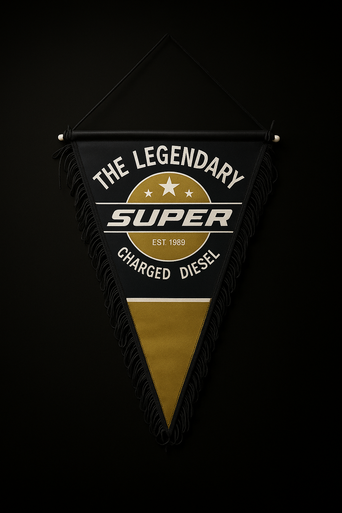 Legendary Diesel Pennant – Supercharged Retro Truck Banner 23x29cm