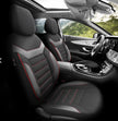 Premium Universal Seat Covers – Full Set Front & Rear – 7-Layer Comfort – Airbag Compatible black with red stitch