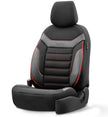 Premium Universal Seat Covers – Full Set Front & Rear – 7-Layer Comfort – Airbag Compatible black with red stitch