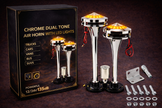 Premium Dual LED Air Horn 12V/24V Chrome Train Style – Ultra Loud 300dB